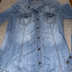 Guess Light Blue Denim Button Down Shirt